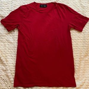 Zara longline mens t-shirt in red.